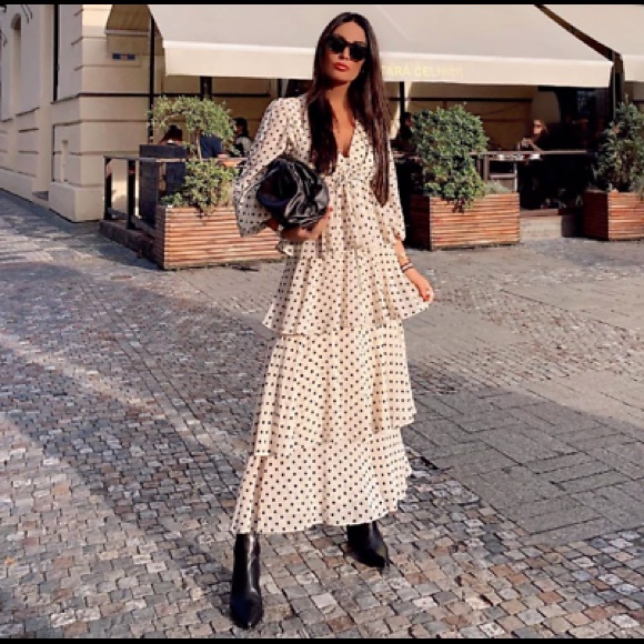 Zara polka dot ruffle dress Clearance
